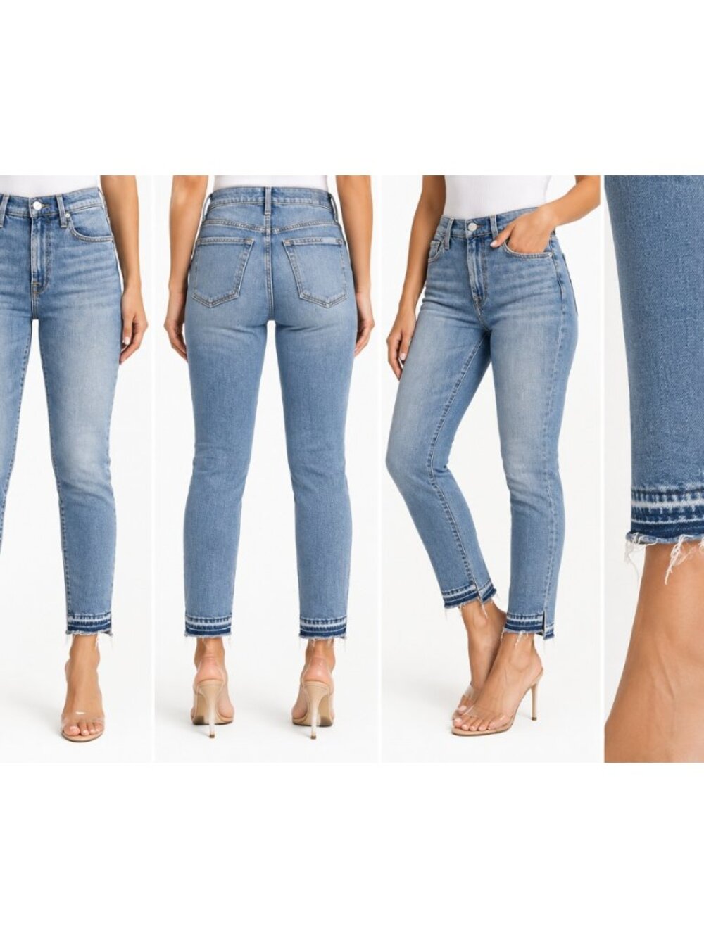 7 For All Mankind ALDR Light Blue High Waist Ankle Skinny Raw Hem Jeans 23 NWT